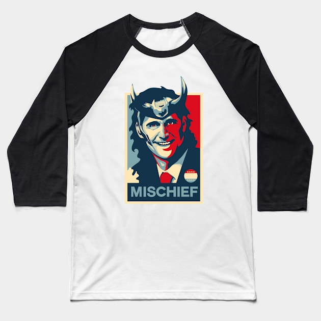 MISCHIEF Baseball T-Shirt by demonigote